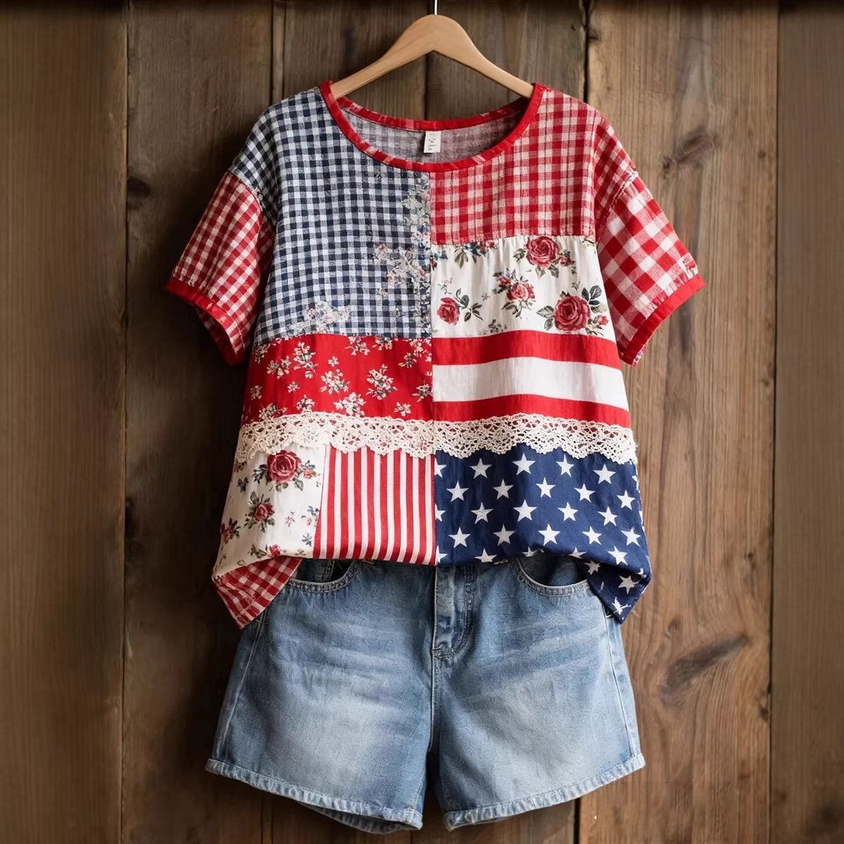 Casual Round Neck Short Sleeve Top for Women