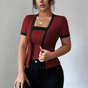 Contrast-Color Knit Cardigan for Women - Slim Fit, Street Fashion
