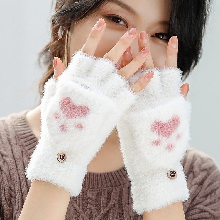 Warm Fingerless Gloves for Women - Soft Mink Fur