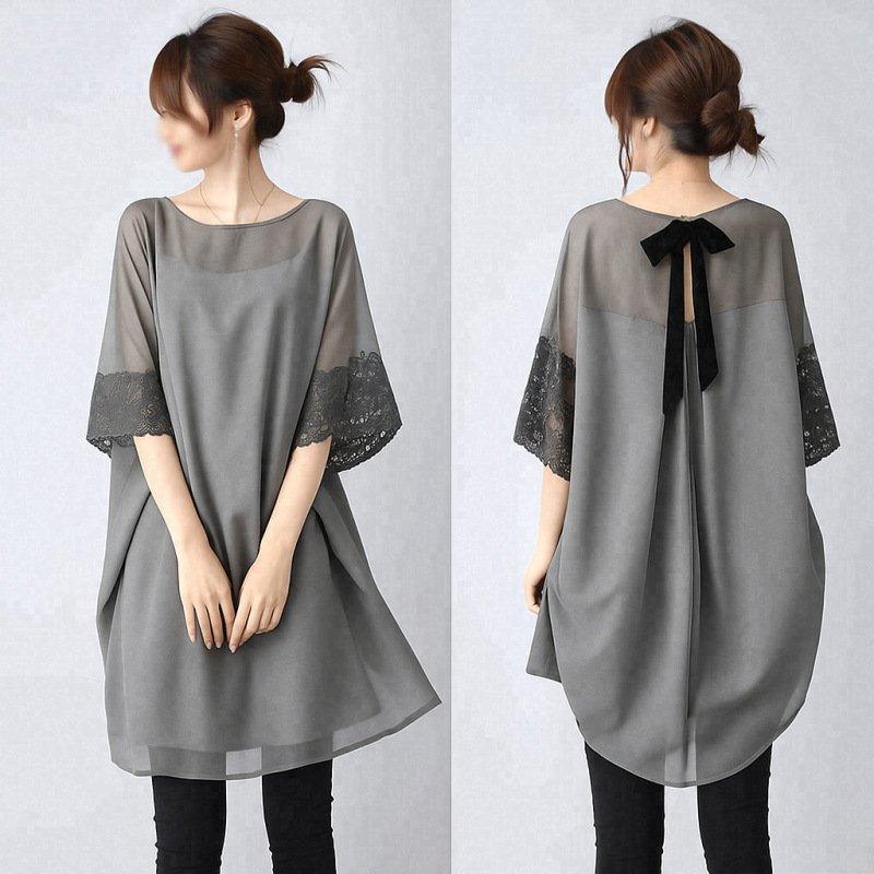 Lace Panel Summer Top for Women