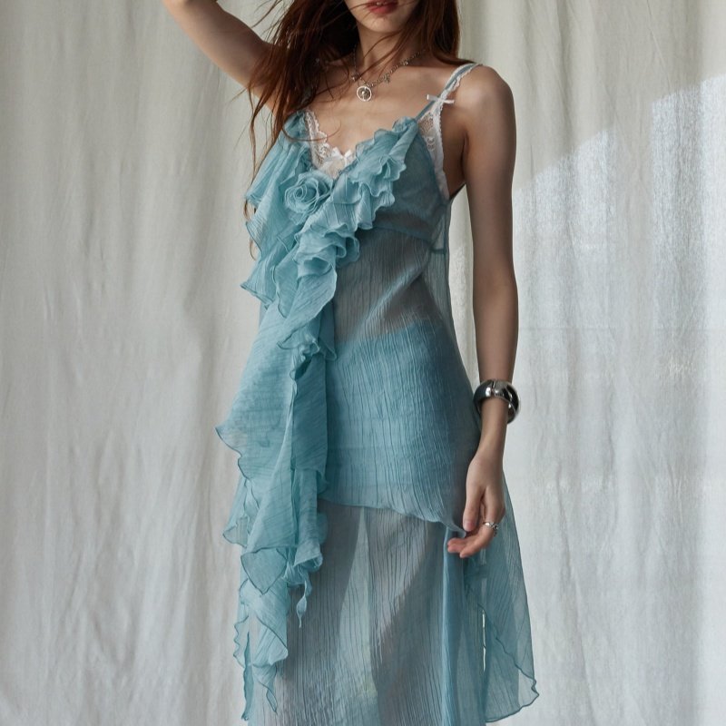 Casual Ruffled Midi Skirt Camisole Set