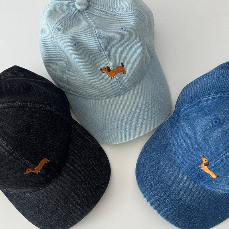Puppy Embroidered Denim Cap