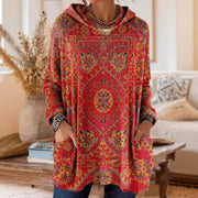 Retro Christmas Hoodie with Pockets for Women