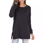 Relaxed Fit Crew Neck Long Sleeve Knit Sweater