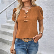 Stylish Brown Short Sleeve Shirt for Women