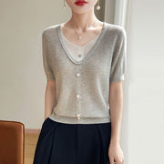 Elegant Commute Tencel V-Neck Top for Women