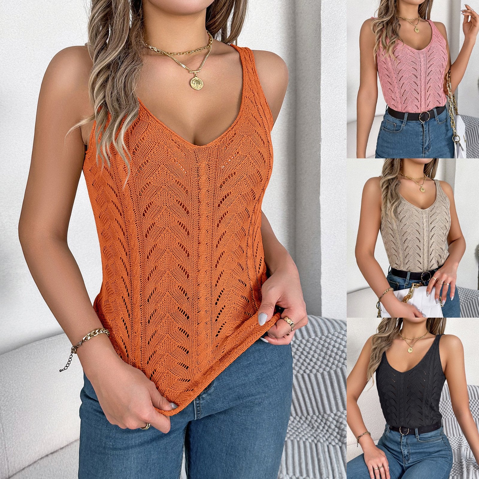 V Neck Sleeveless Top