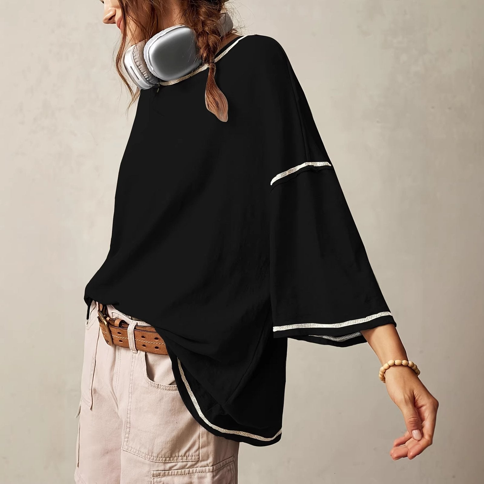 Casual Crew-neck Pullover Top for Women