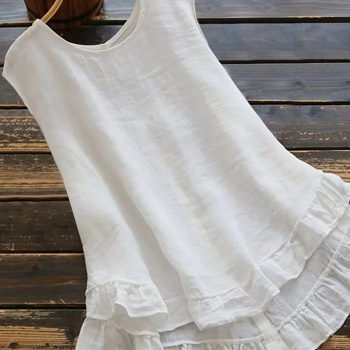 Elegant Cotton Ruffled Neck Top for Women
