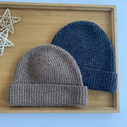 Warm Cashmere Hat for Women, Double-Ribbed Pullover Design