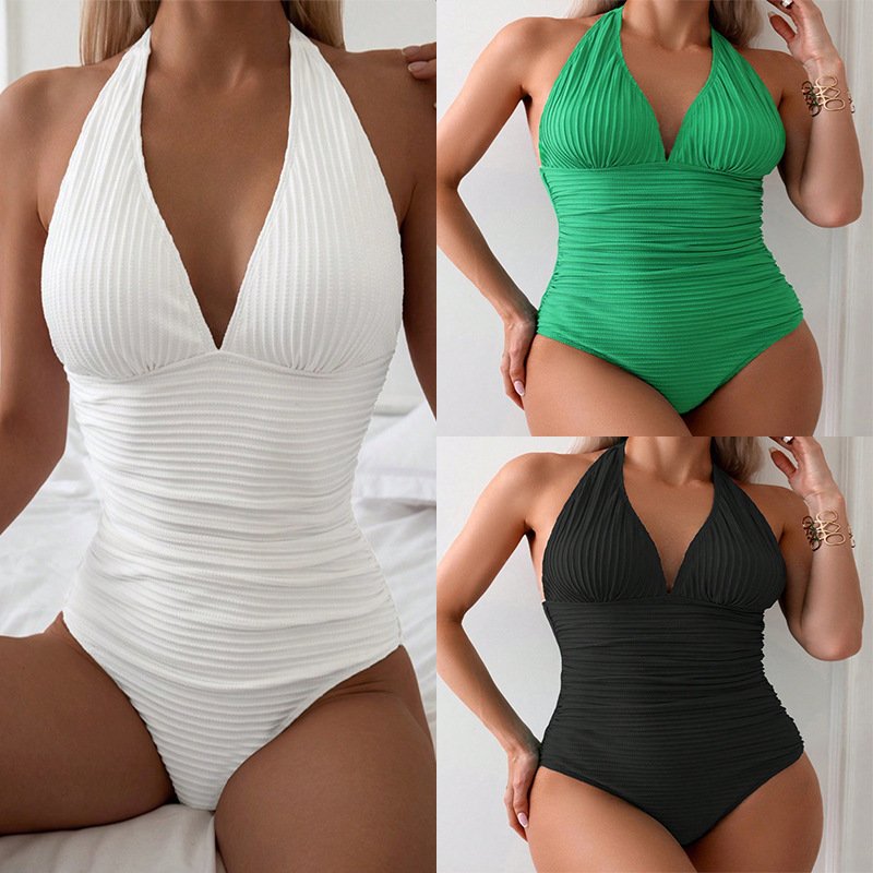 Solid Color One-piece Women's Swimsuit