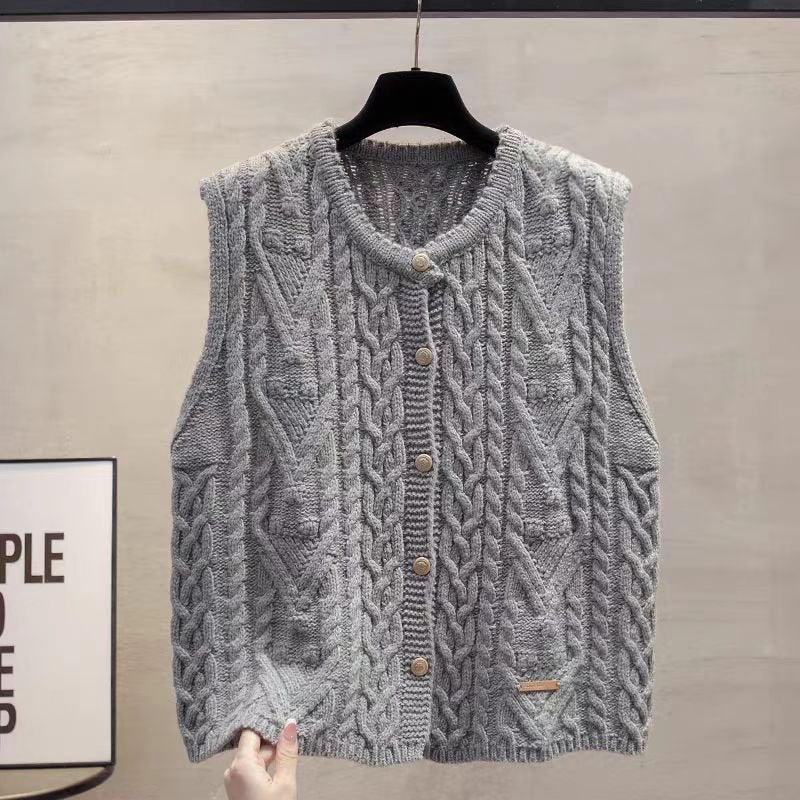 Retro Buttoned Knitted Vest for Women