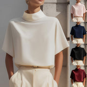 Elegant Solid Color Mandarin Collar Top for Women