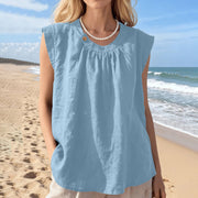 Loose-fit Lace-trimmed Short-sleeve Top for Women