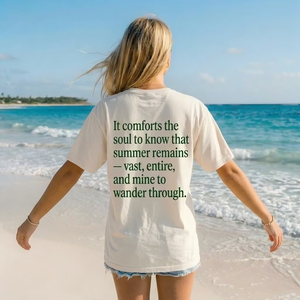Oversized Cottagecore Tee for Women - Summer Remains Graphic Tee