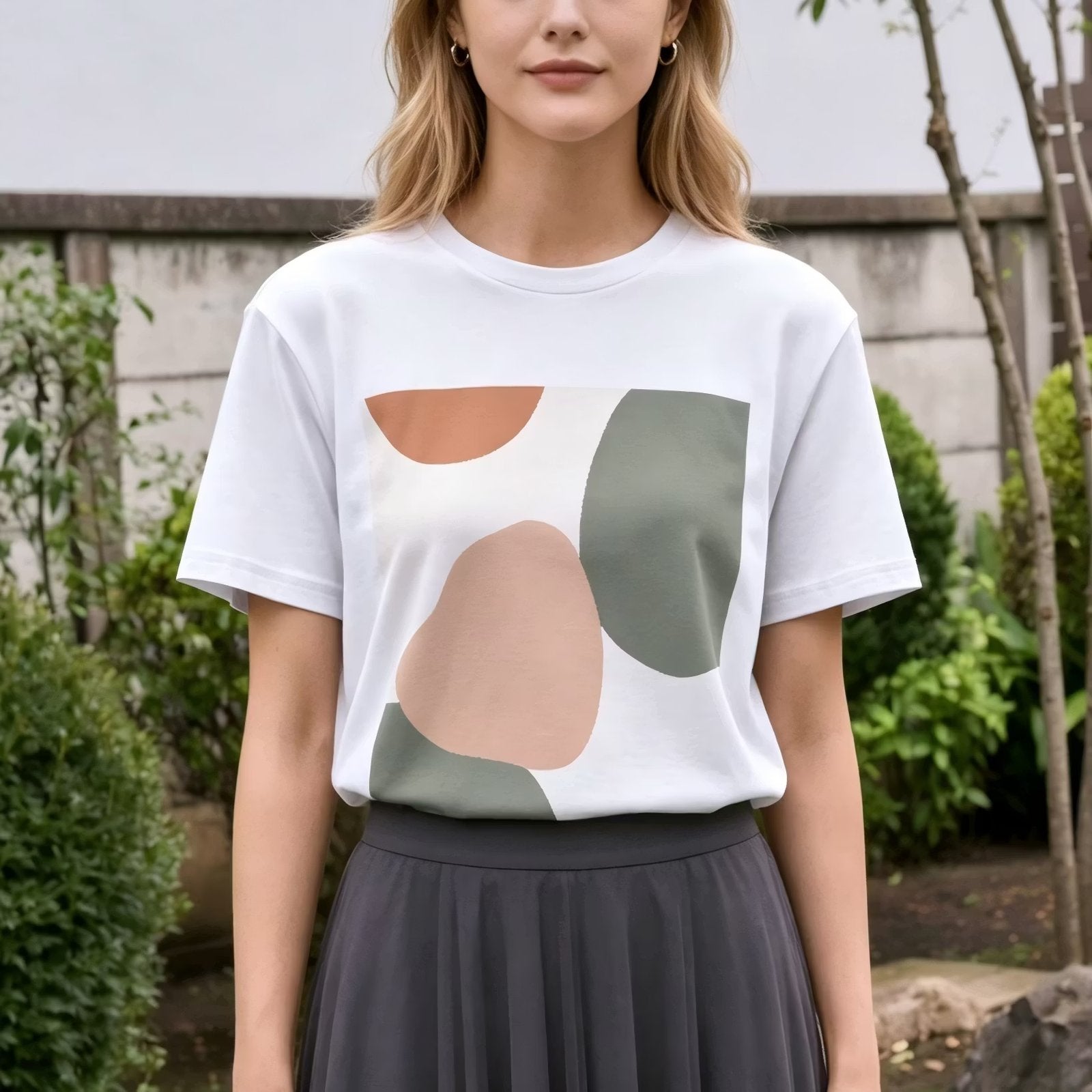 Morandi Color Block Graphic Tee for Women