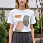 Morandi Color Block Graphic Tee for Women