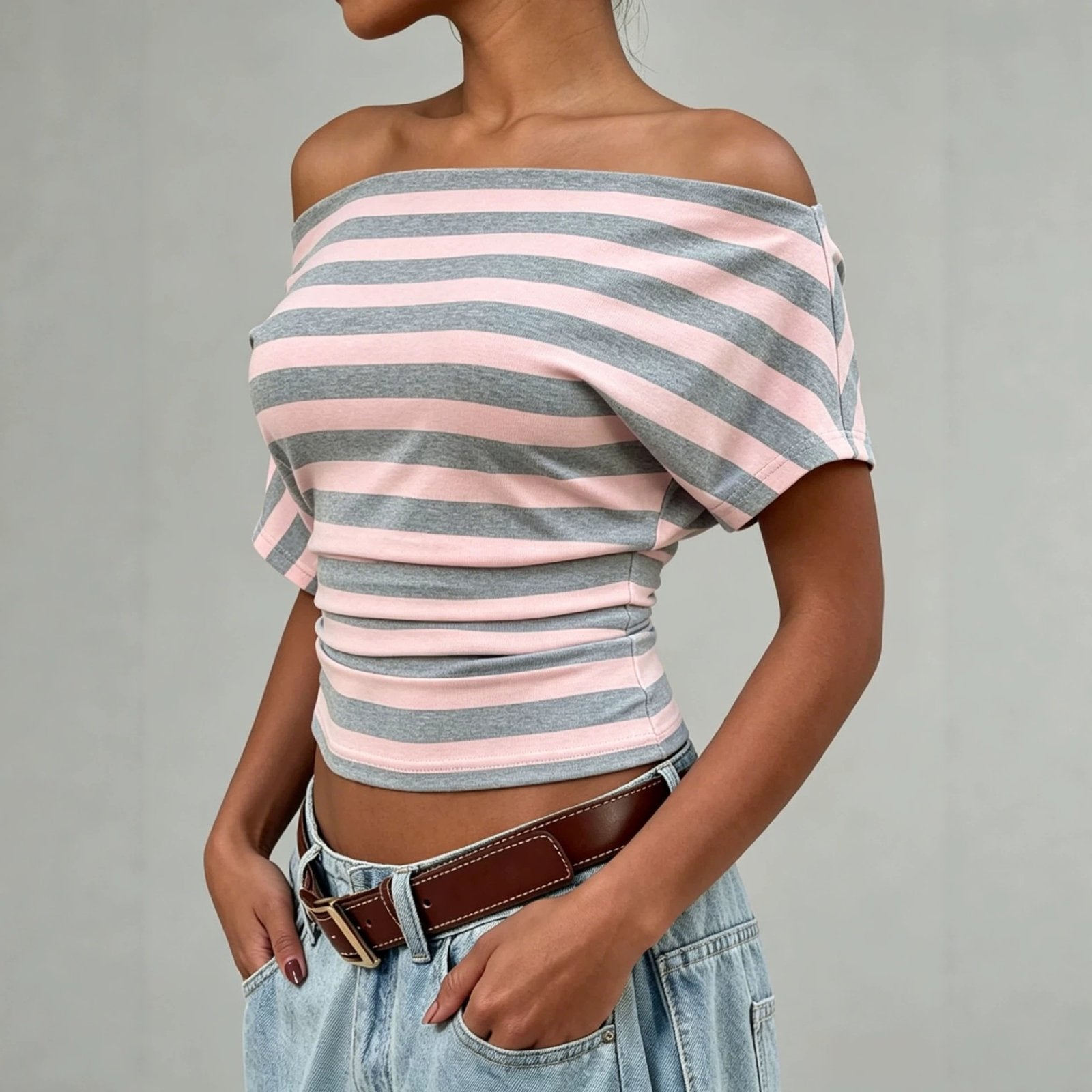 Elegant Striped Off-the-Shoulder Top for Women