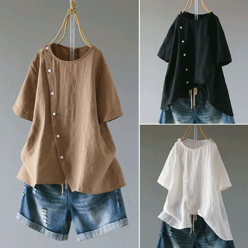 Plus-Size Asymmetrical Short Sleeve Top for Women