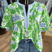 V-Neck Ruffled-Sleeve Short Sleeve Tops for Women