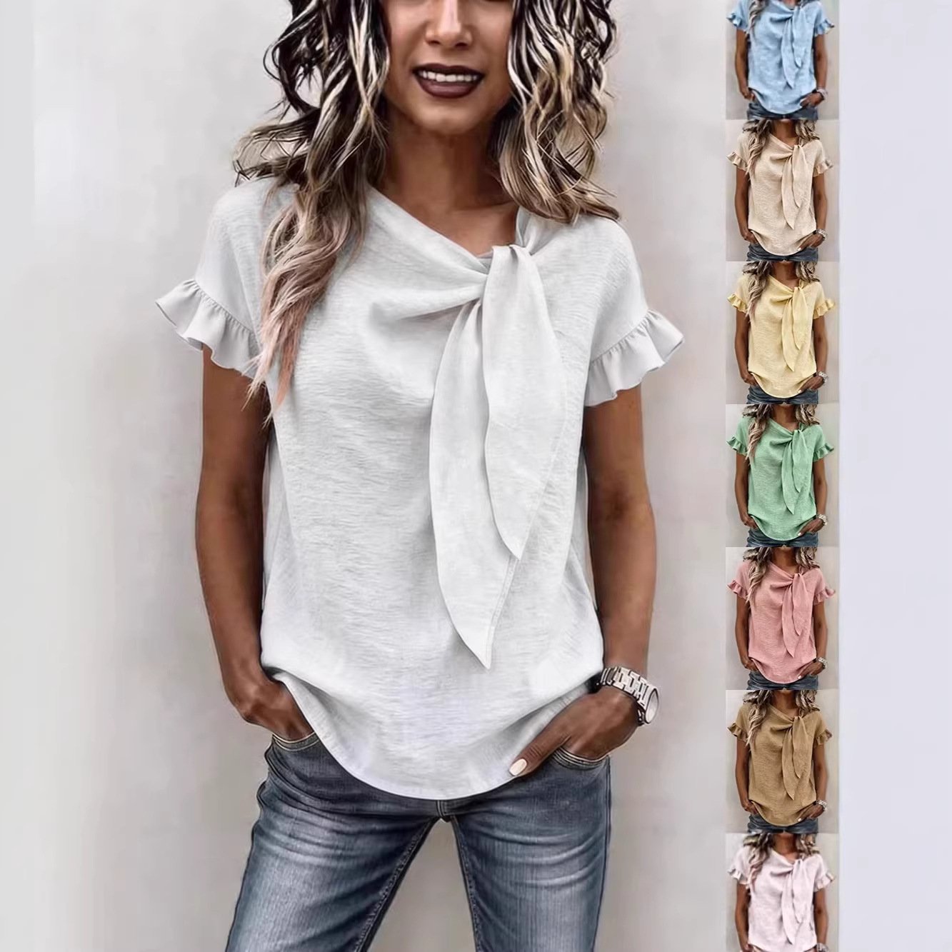 Casual Round Neck Short Sleeve Tops for Women