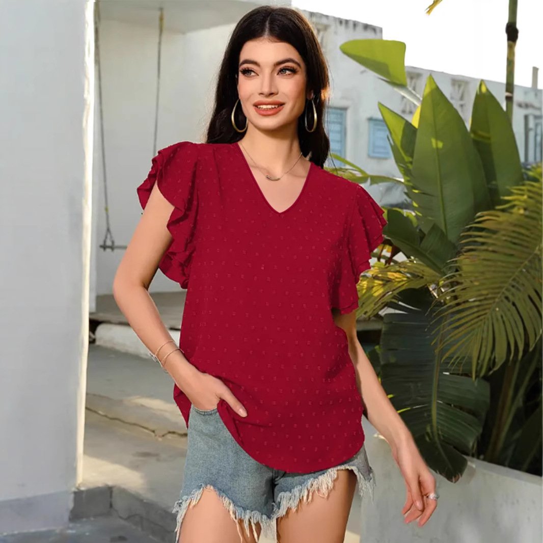 Polka Dot Ruffle Blouse for Women