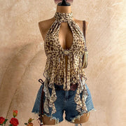 Leopard Print Halter Neck Camisole Top