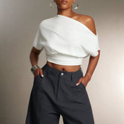 Summer Waist Cincher Off Shoulder Cropped Top