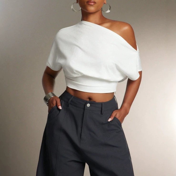 Summer Waist Cincher Off Shoulder Cropped Top