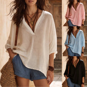 Loose Fit V Neck Blouse for Women
