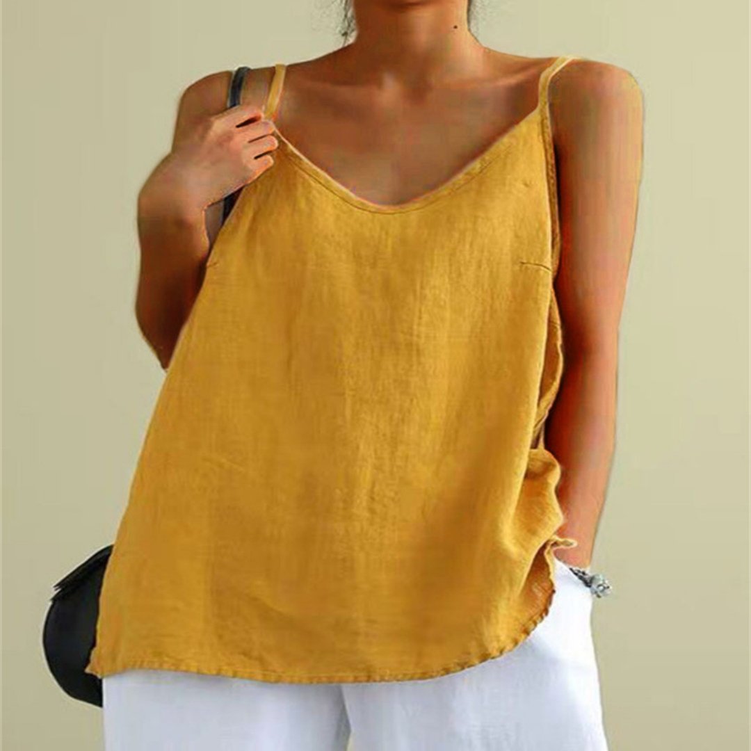 Loose Fit Summer Blouse with Linen Vest Style