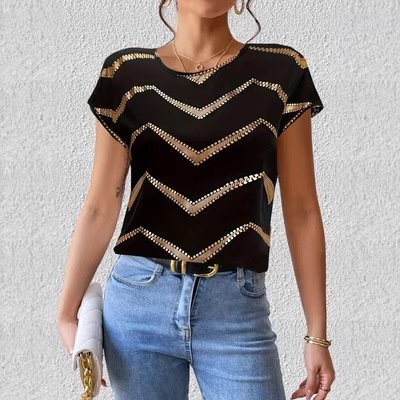 Elegant Geometric Batwing Top for Women