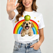 Rainbow Pride Puppy Graphic Tee for Women