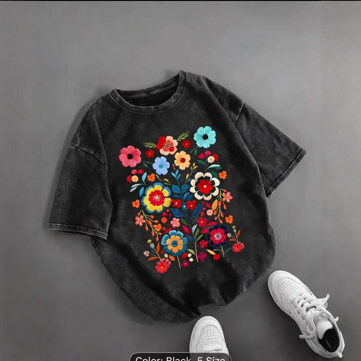 Retro Black Crew-Neck Graphic Tee