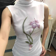Unique 3D Embroidered Collar Top for Women