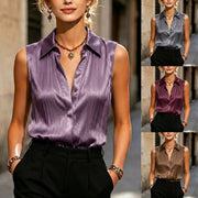 Elegant Satin Sleeveless Shirt for Women