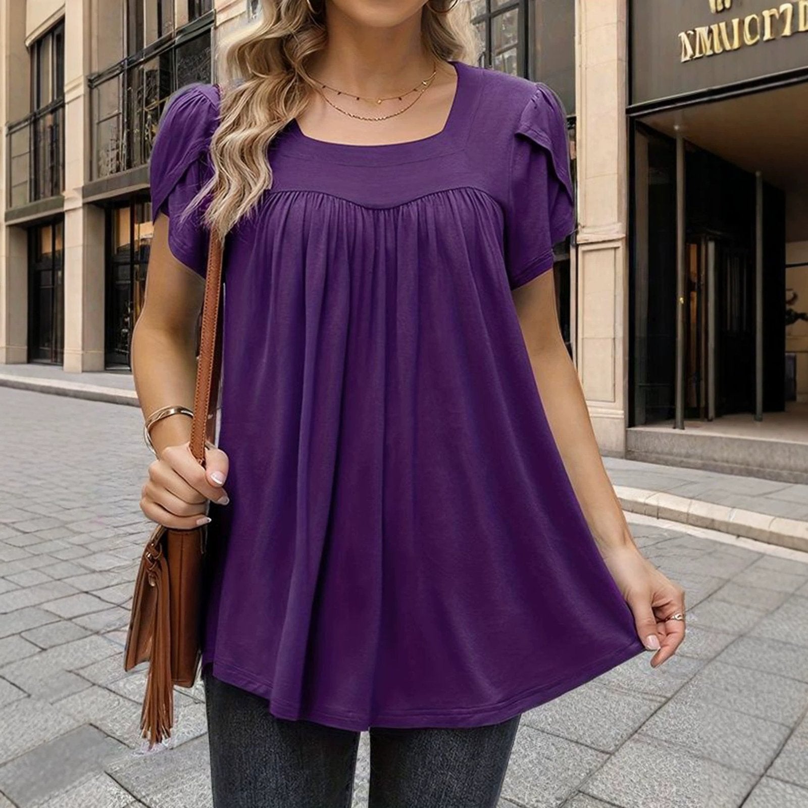 Breathable Bubble Sleeve Top for Women