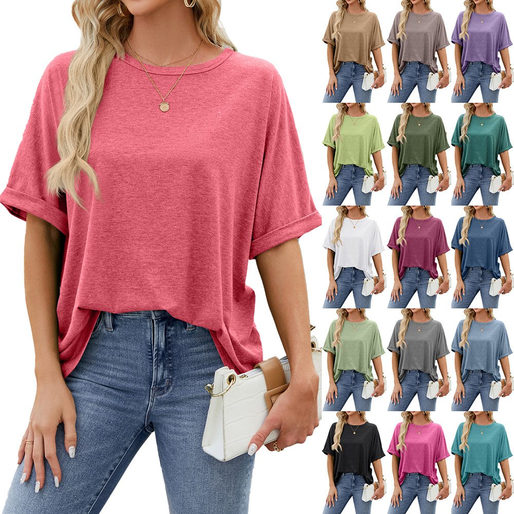 Oversized Crew Neck Tee - Loose Fit Long Sleeve Shirts