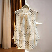 Polka Dot Lace-Up Blouse Vest for Women
