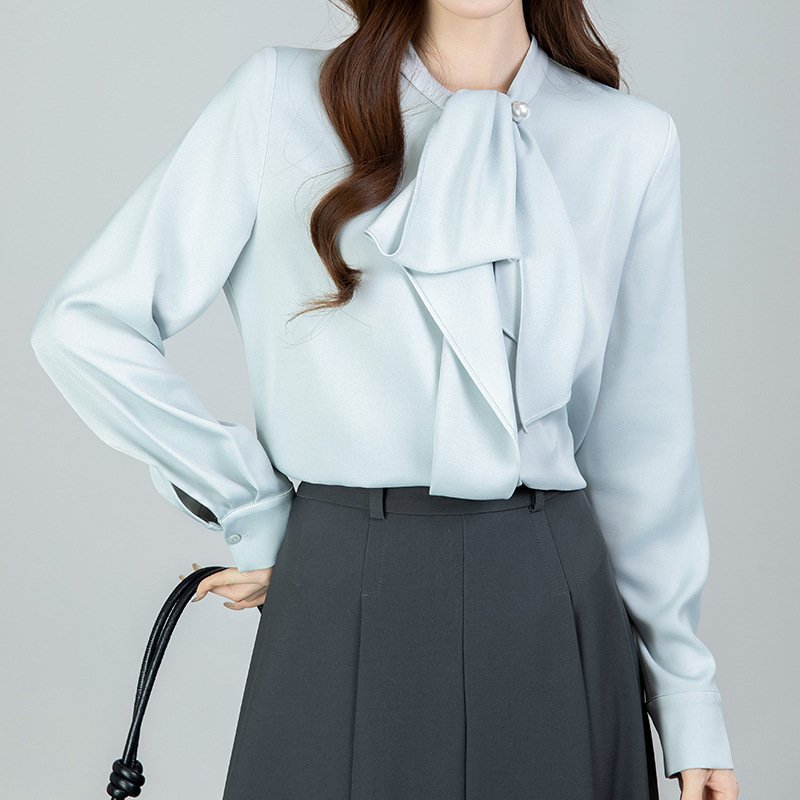 Elegant Long-Sleeve Shirt with Bow-Tie Detail