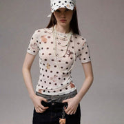 Animal Print Waist-cinching Short-sleeve Top