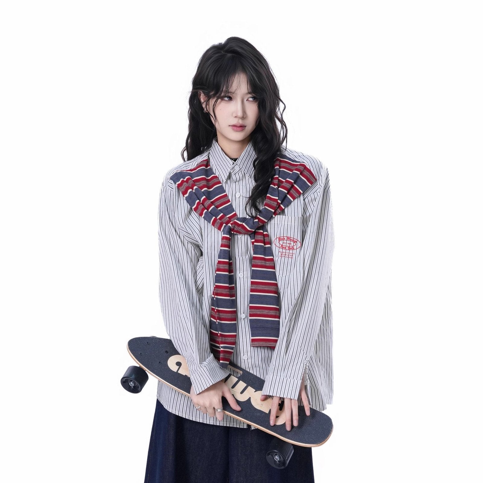 Retro Striped Long-sleeve Cardigan Shirt