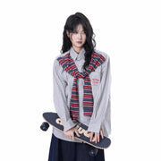 Retro Striped Long-sleeve Cardigan Shirt