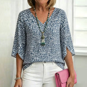 Floral Print V-Neck Blouse for Women