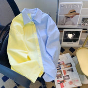 Color-block Long-sleeve Blouse for Women - Elegant Commute Style