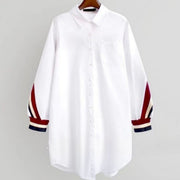 Loose Fit Long Sleeve Blouse for Women - Elegant Striped Design