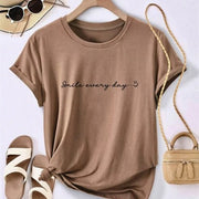 Women's Casual Short-Sleeve Tops, Printed Cotton Blouses