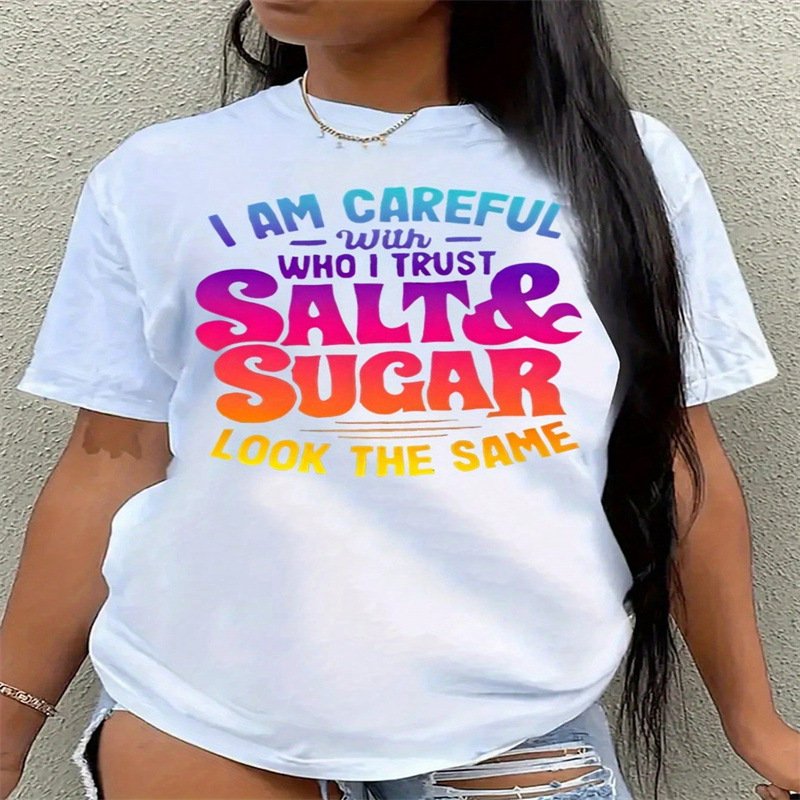 Casual Women's Short-Sleeve Tops with Cute Print