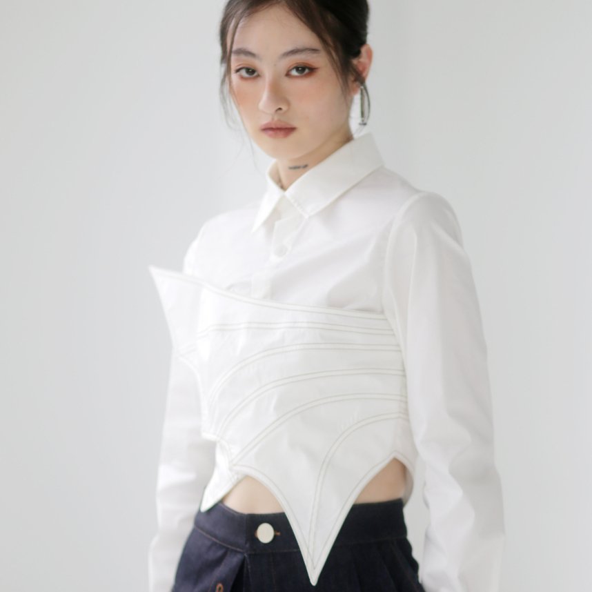 Asymmetrical Lace-Up Blouse for Women
