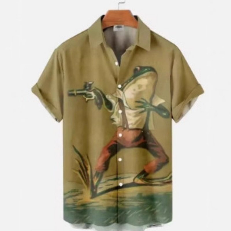 Casual 3D Frog Print Shirt for Men & Women